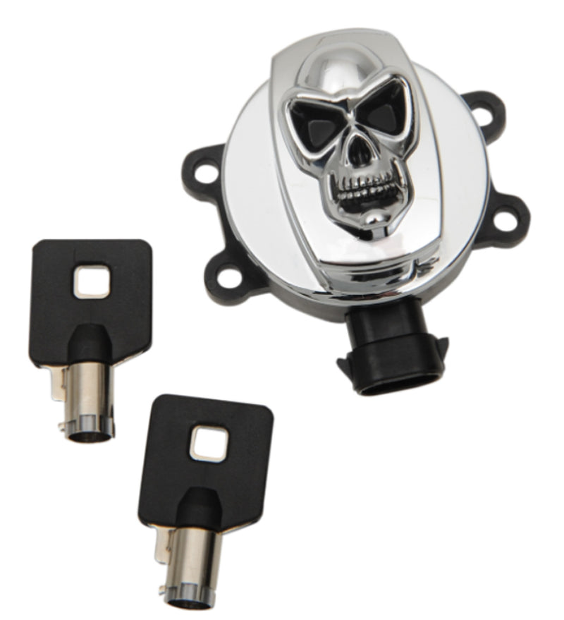 DRAG SPECIALTIES Replacement Ignition Switch - Chrome Skull - Chrome Housing