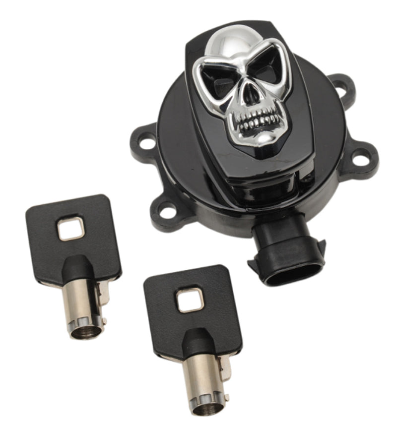 DRAG SPECIALTIES Replacement Ignition Switch - Chrome Skull - Black Housing