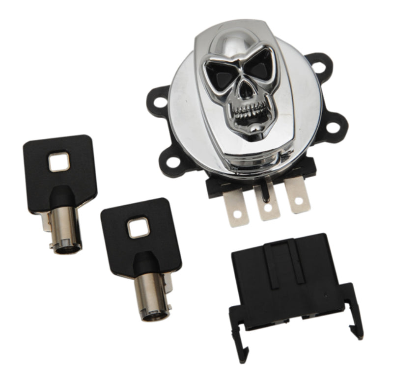 DRAG SPECIALTIES Replacement Ignition Switch - Chrome Skull - Chrome Housing