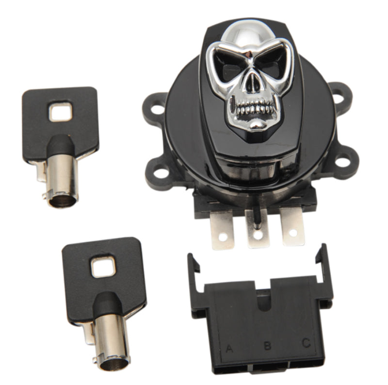 DRAG SPECIALTIES Replacement Ignition Switch - Chrome Skull - Black Housing