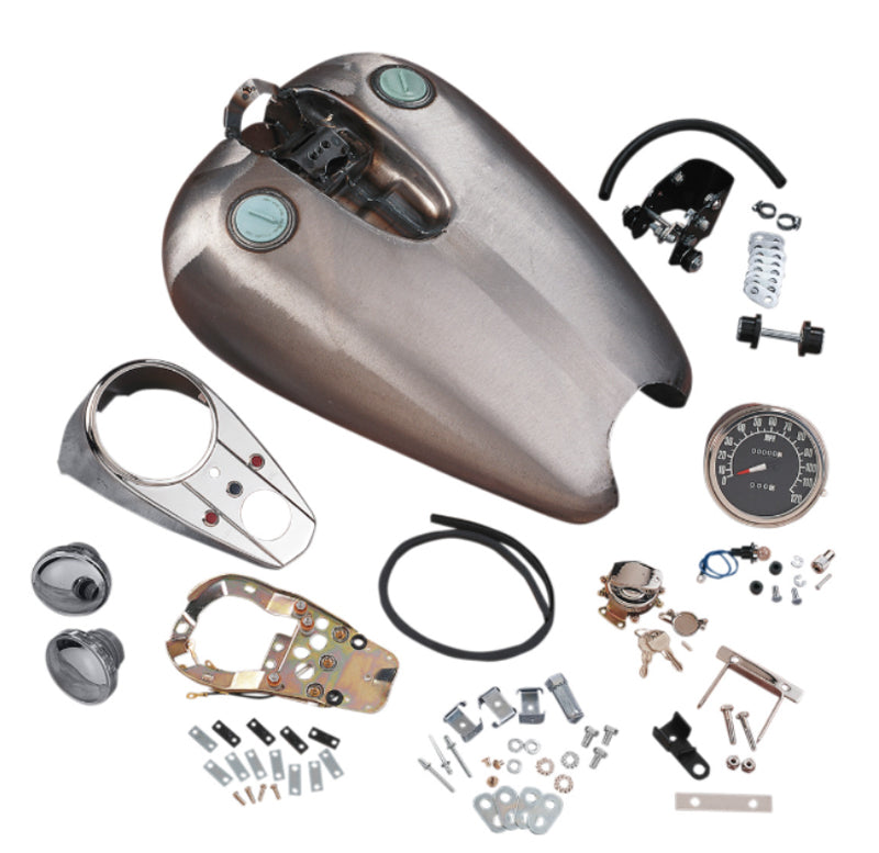 DRAG SPECIALTIES Extended Dash-Style Rubber-Mount Quickbob Tank Kit - Raw - Sportster