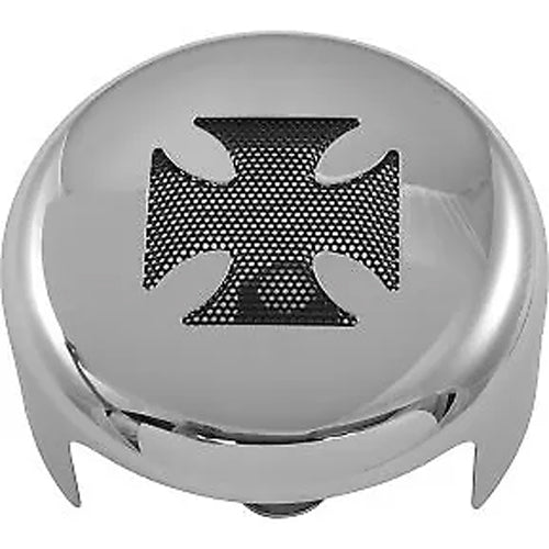 DRAG SPECIALTIES Replacement Round Horn Cover - Chrome with Black Maltese Cross