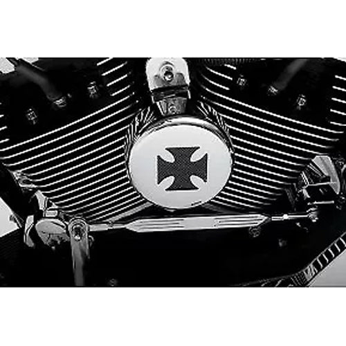 DRAG SPECIALTIES Replacement Round Horn Cover - Chrome with Black Maltese Cross