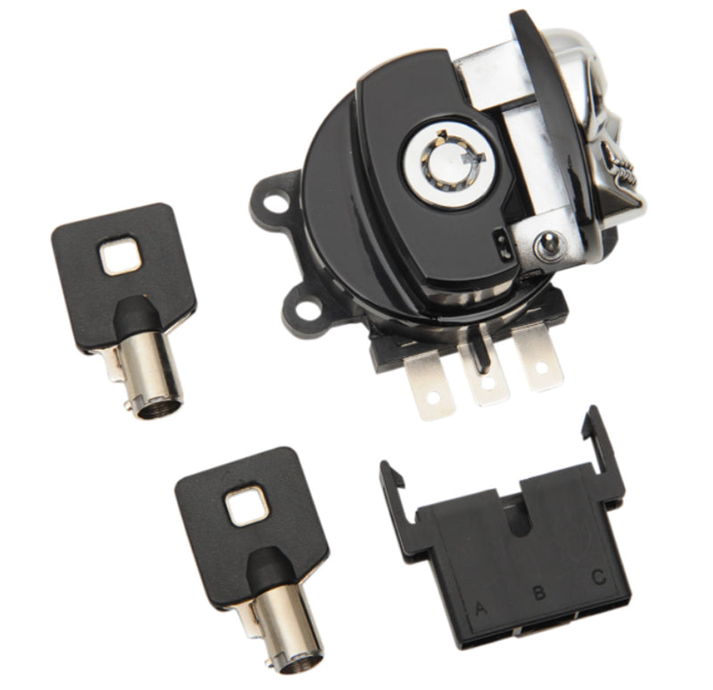 DRAG SPECIALTIES Replacement Ignition Switch - Chrome Skull - Black Housing