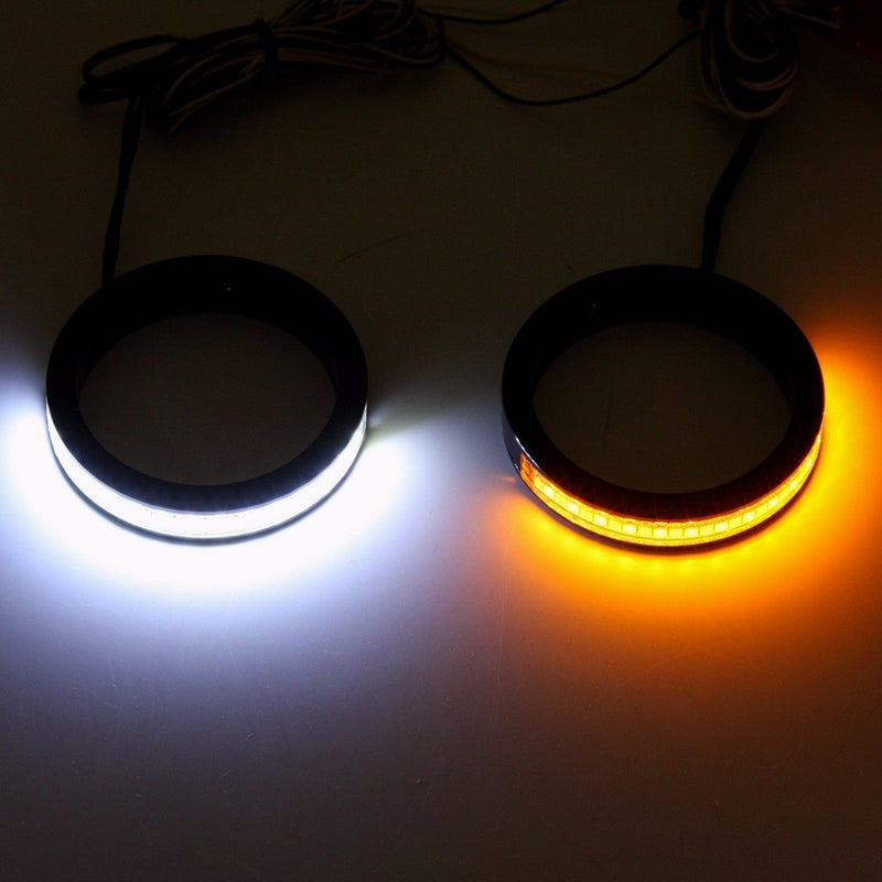 CUSTOM DYNAMICS Wrap-Arounds™ LED Turn Signals with Daytime Running Lights - 37 mm - Black - White/Amber