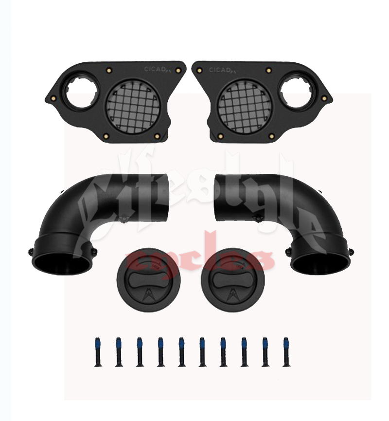 CICADA AUDIO H-D® 24HDPORT3 H-D® 2024+ 3-Inch Right Angle Port with Pass-Through Plugs – Pair