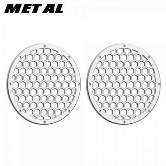 Advanblack Black / Chrome Contrast CNC Aluminium HEX 8'' Speaker Grills