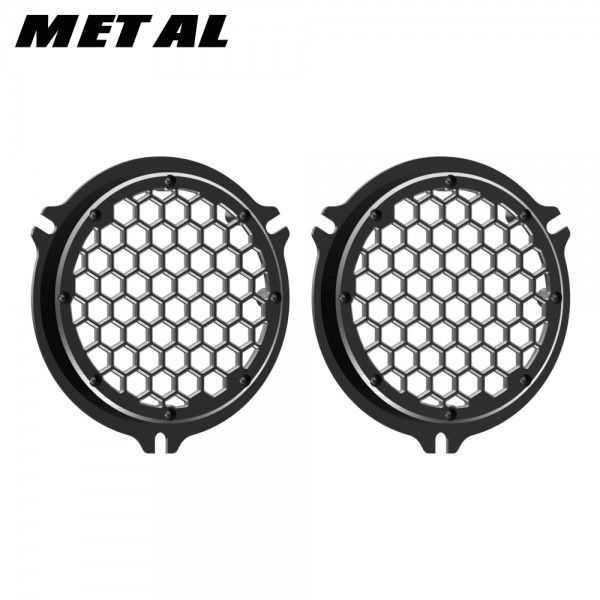 Advanblack Black / Chrome Contrast CNC Aluminium HEX Speaker Grills For 2014up Electric Glide / Street Glide Inner Fairing