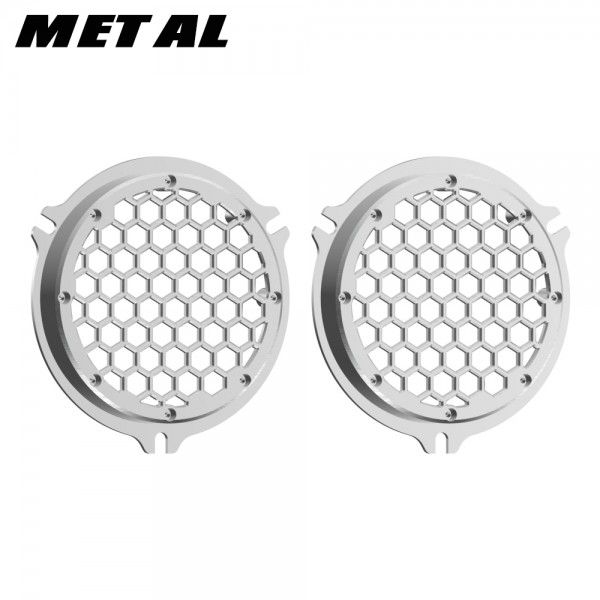 Advanblack Black / Chrome Contrast CNC Aluminium HEX Speaker Grills For 2014up Electric Glide / Street Glide Inner Fairing