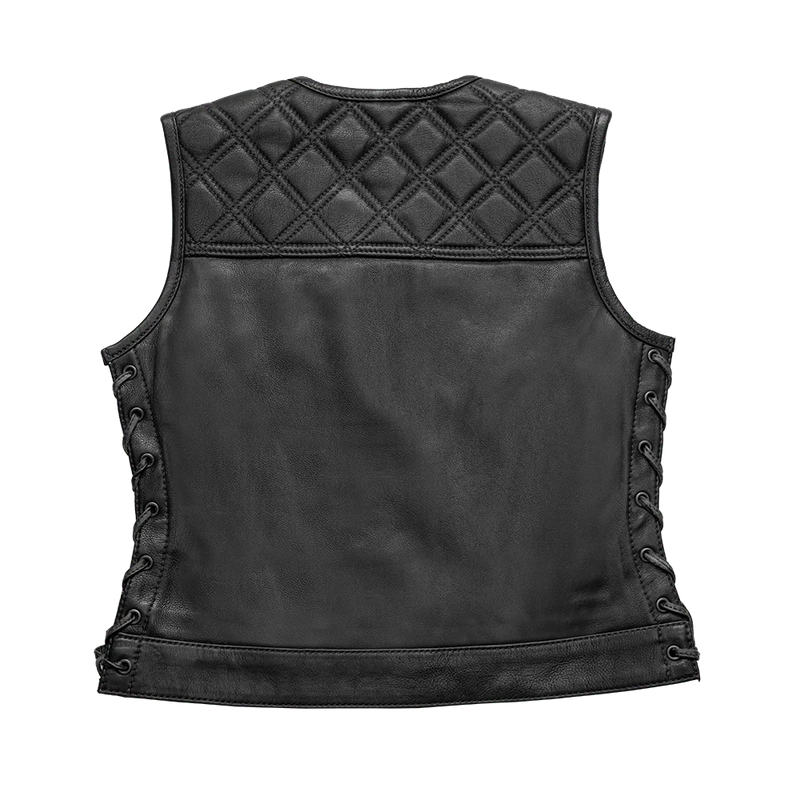 Bonnie - Women's Motorcycle Leather Vest - Diamond Quilt
