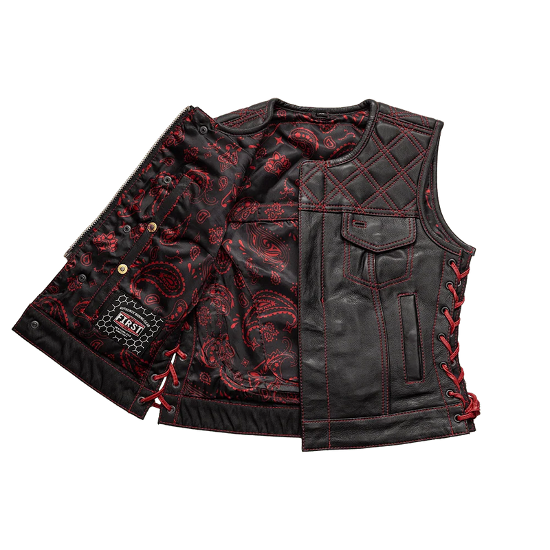 Bonnie - Women's Motorcycle Leather Vest - Diamond Quilt