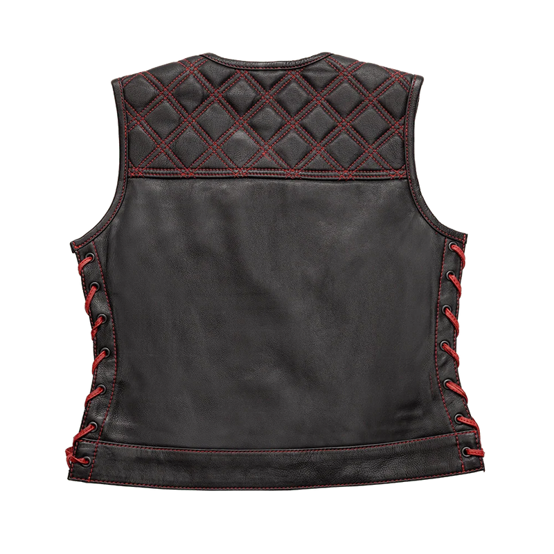 Bonnie - Women's Motorcycle Leather Vest - Diamond Quilt