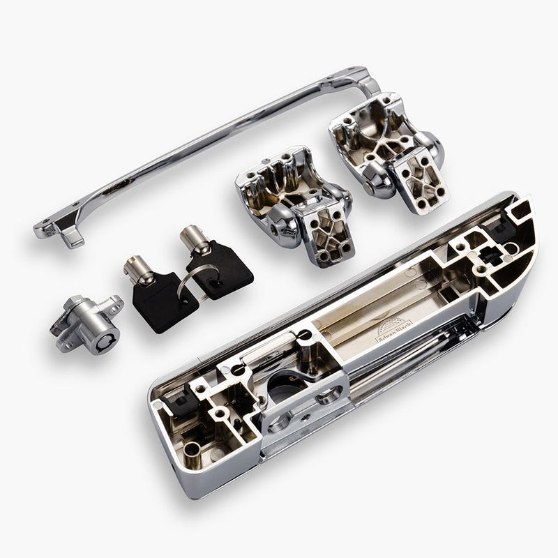 Advanblack Chrome Hinges & Latch kit  For Harley Razor Chopped King Rear Tour Trunk Pack
