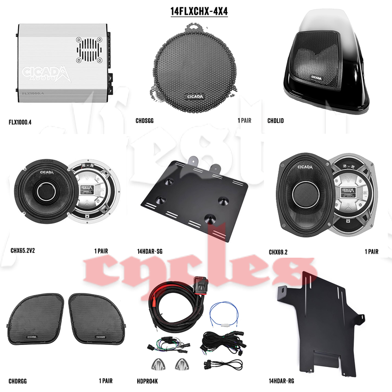 cicada audio 14flxchx 4x4 4 ch flx amp and 4 speaker chx speaker system