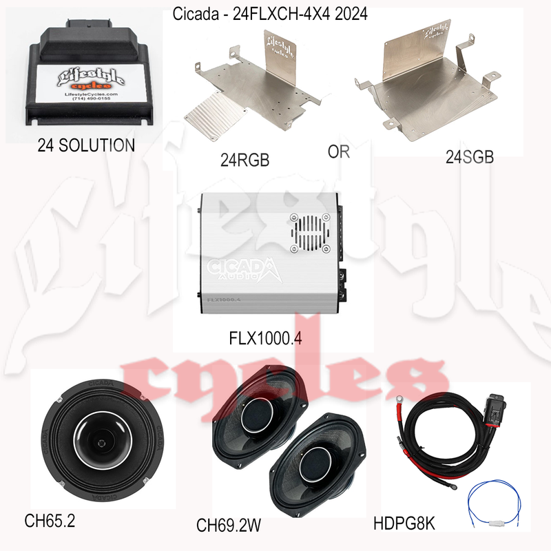 cicada audio 24flxch 4x4dsp 2024 4 channel ch 6 5 inch speakers and 4 channel 100 watt amp w dsp