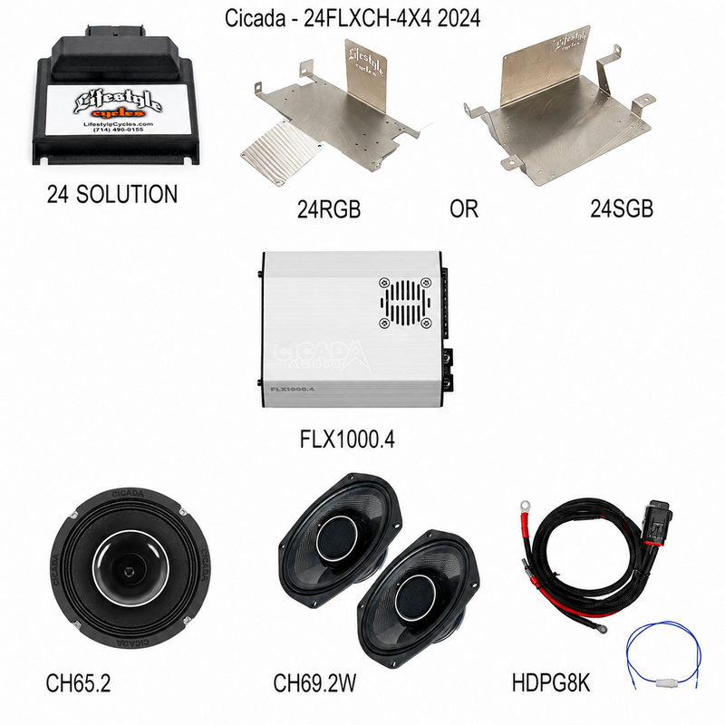 CICADA AUDIO - 24FLXCH-4X4DSP - 2024 4 CHANNEL CH 6.5-INCH - CH 6x9 SPEAKERS & 4 CHANNEL 100W AMP w/ DSP