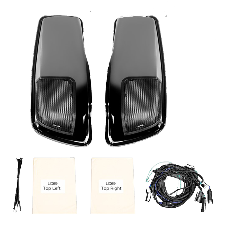 cicada audio chdlid 2014 2023 h d saddlebag lid 6 9 inch cut in mounting kit top view