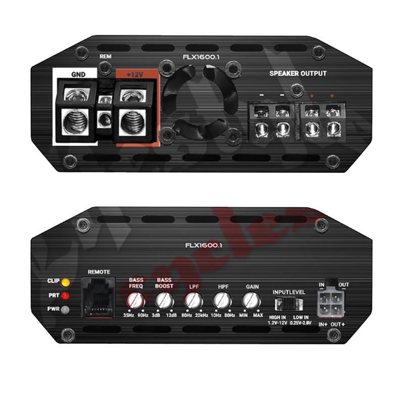 cicada audio flx1600.1 x 1 mono full range pro amplifier back view