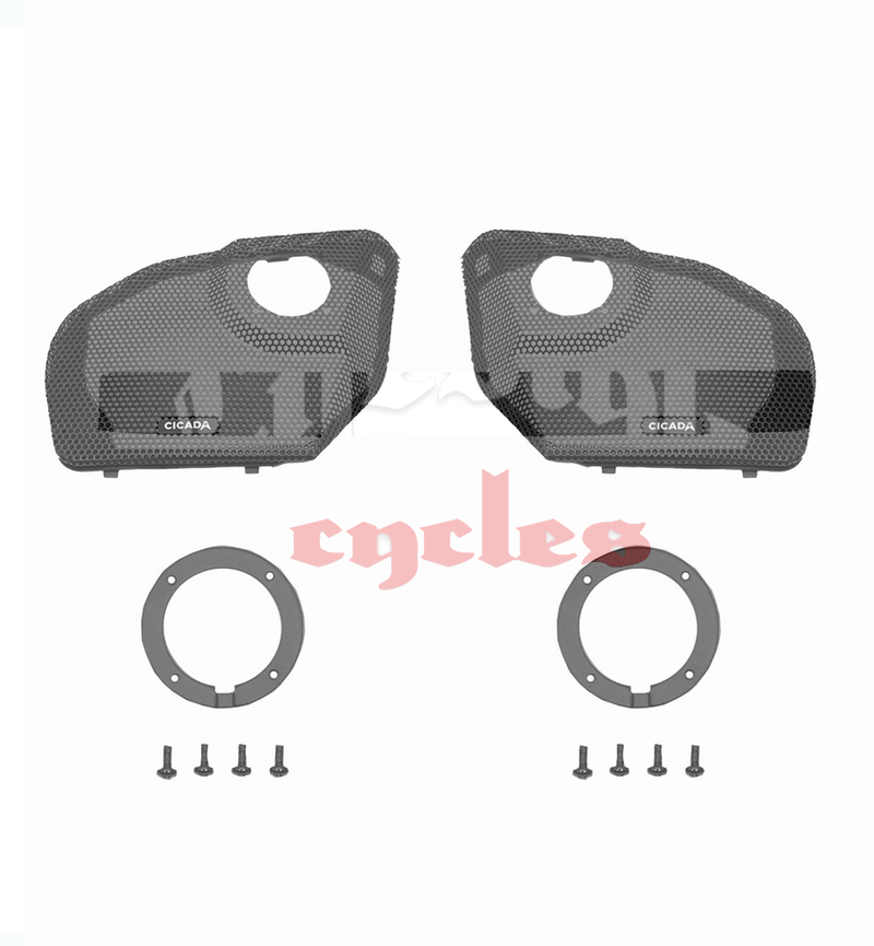 cicada audio h d 24chdrggt 075 h d 2024 road glide cicada audio branded grills with rr075t mounts pr front