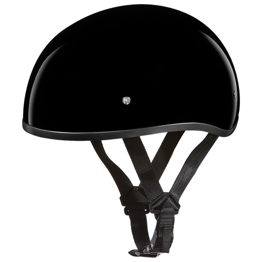 black motorcycle helmet skull cap Daytona Skull Cap W/O VISOR DOT Motorcycle Helmet - Hi-Gloss Black