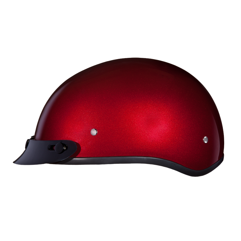 DOT Approved Daytona Skull Cap Half Shell Motorcycle Helmet - Beanie Style for Motorcycles, Cruisers, Scooters, and Mopeds - Black Cherry