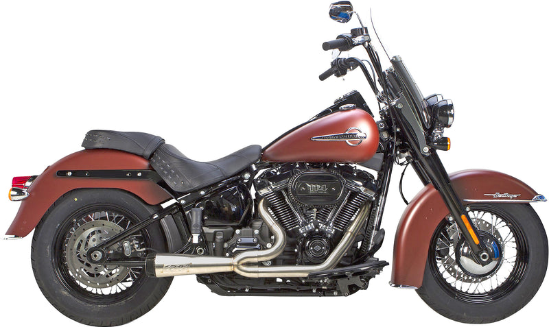 TBR Comp S 2in1 Exhaust Brushed W/Carbon End Cap - '18-'24 SOFTAIL