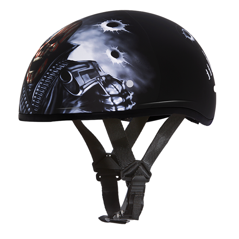 Daytona Motorcycle Half Face Helmet - Skull Cap Graphics - Come Get 'Em