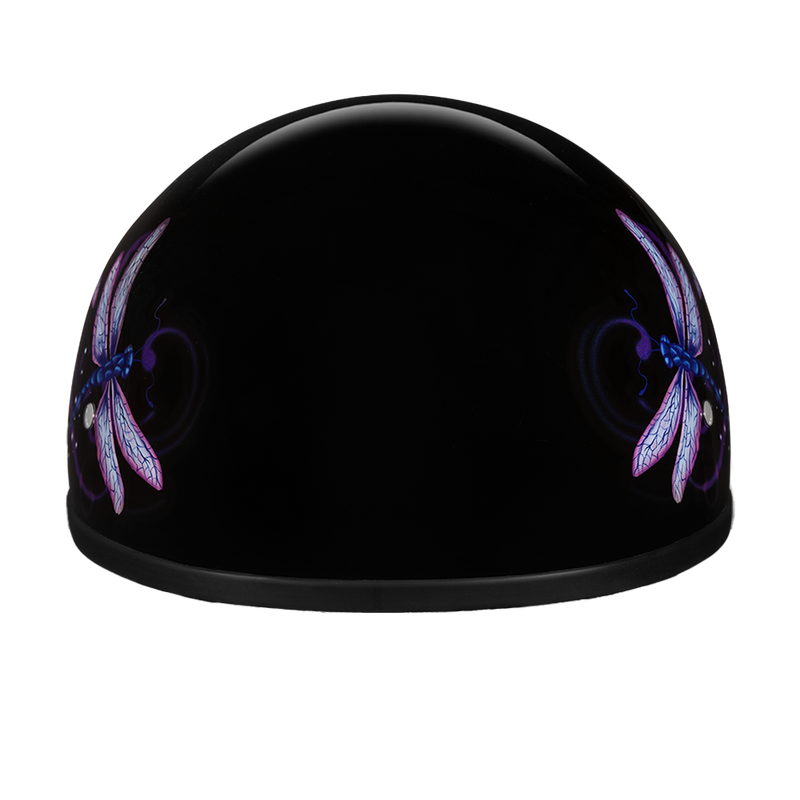 DOT Approved Daytona Motorcycle Half Face Helmet - Skull Cap Graphics for Men & Women, Scooters, ATVs, UTVs & Choppers - W/ Dragonfly