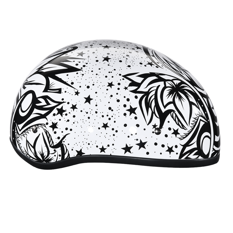 DOT Approved Daytona Motorcycle Half Face Helmet - Skull Cap Graphics for Men & Women, Scooters, ATVs, UTVs & Choppers - W/ Lovesee