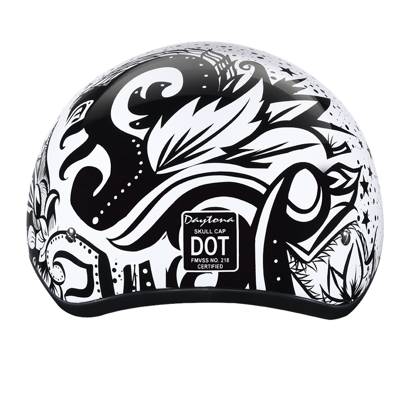 DOT Approved Daytona Motorcycle Half Face Helmet - Skull Cap Graphics for Men & Women, Scooters, ATVs, UTVs & Choppers - W/ Lovesee