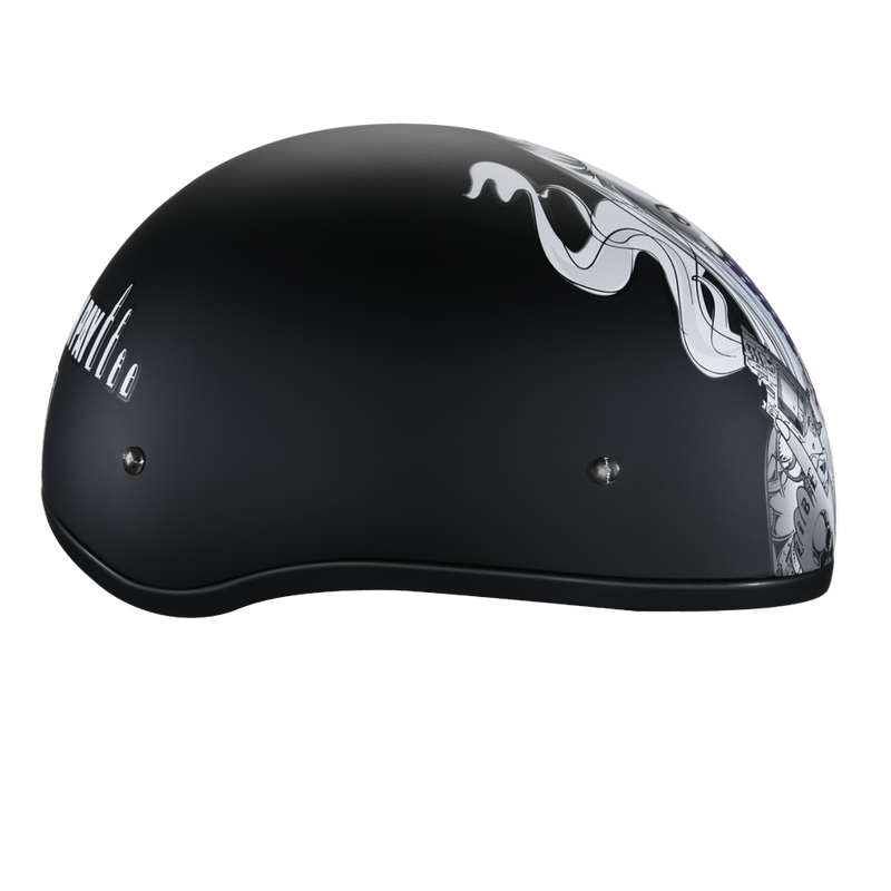 DOT Approved Daytona Motorcycle Half Face Helmet - Skull Cap Graphics for Men & Women, Scooters, ATVs, UTVs & Choppers - W/ Make 'Em Pay
