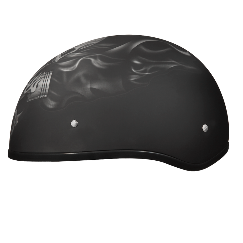 DOT Approved Daytona Motorcycle Half Face Helmet - Skull Cap Graphics for Men & Women, Scooters, ATVs, UTVs & Choppers - W/  Pistons Skull