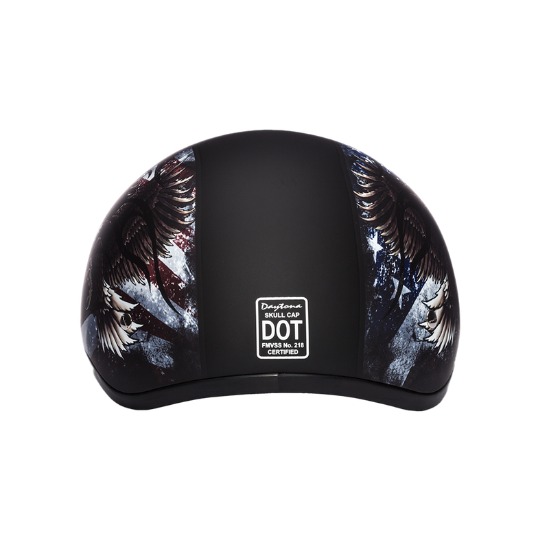 DOT Approved Daytona Motorcycle Half Face Helmet - Skull Cap Graphics for Men & Women, Scooters, ATVs, UTVs & Choppers - W/ USA