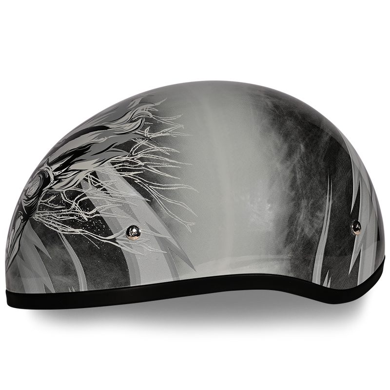 DOT Approved Daytona Motorcycle Half Face Helmet - Skull Cap Graphics for Men & Women, Scooters, ATVs, UTVs & Choppers - W/ Thunder