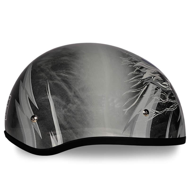 DOT Approved Daytona Motorcycle Half Face Helmet - Skull Cap Graphics for Men & Women, Scooters, ATVs, UTVs & Choppers - W/ Thunder