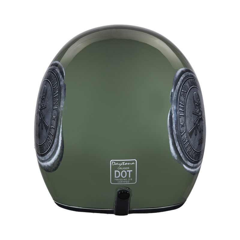 DOT Approved Daytona Cruiser Open Face Motorcycle Helmet - Men, Women & Youth - With Visor & Graphics - W/ 2nd Amendment Seal
