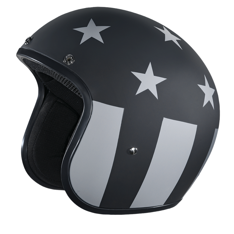 DOT Approved Daytona Cruiser Open Face Motorcycle Helmet - Men, Women & Youth - With Visor & Graphics - W/ Captain America Stealth