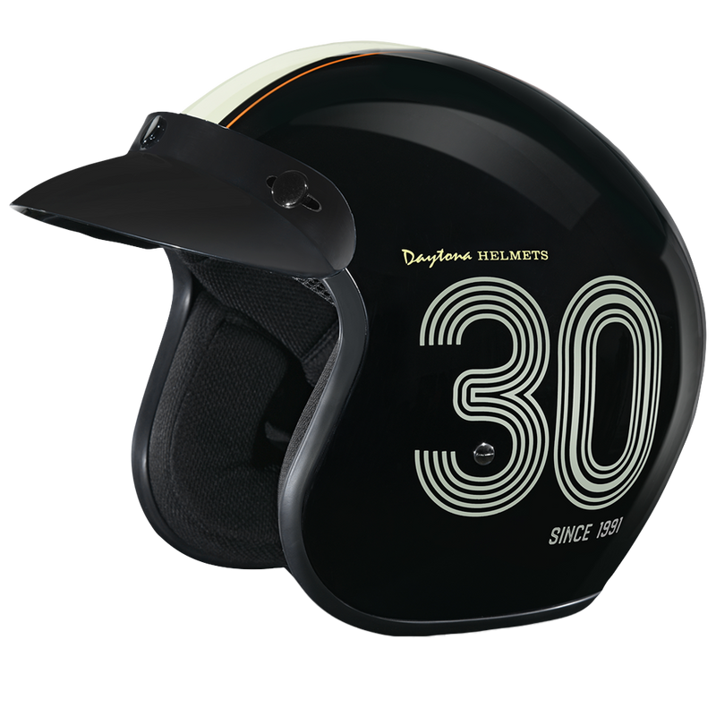 DOT Approved Daytona Cruiser Open Face Motorcycle Helmet - Men, Women & Youth - With Visor & Graphics - W/ Daytona 30th