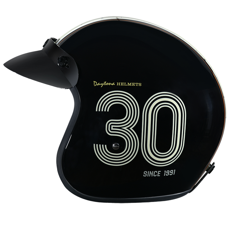 DOT Approved Daytona Cruiser Open Face Motorcycle Helmet - Men, Women & Youth - With Visor & Graphics - W/ Daytona 30th