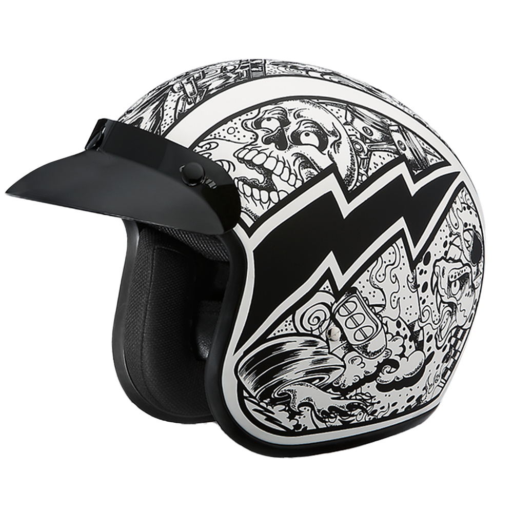 full face motorcycle helmets for cruisers Daytona Cruiser Graffiti Open Face Motorcycle Helmet, XS