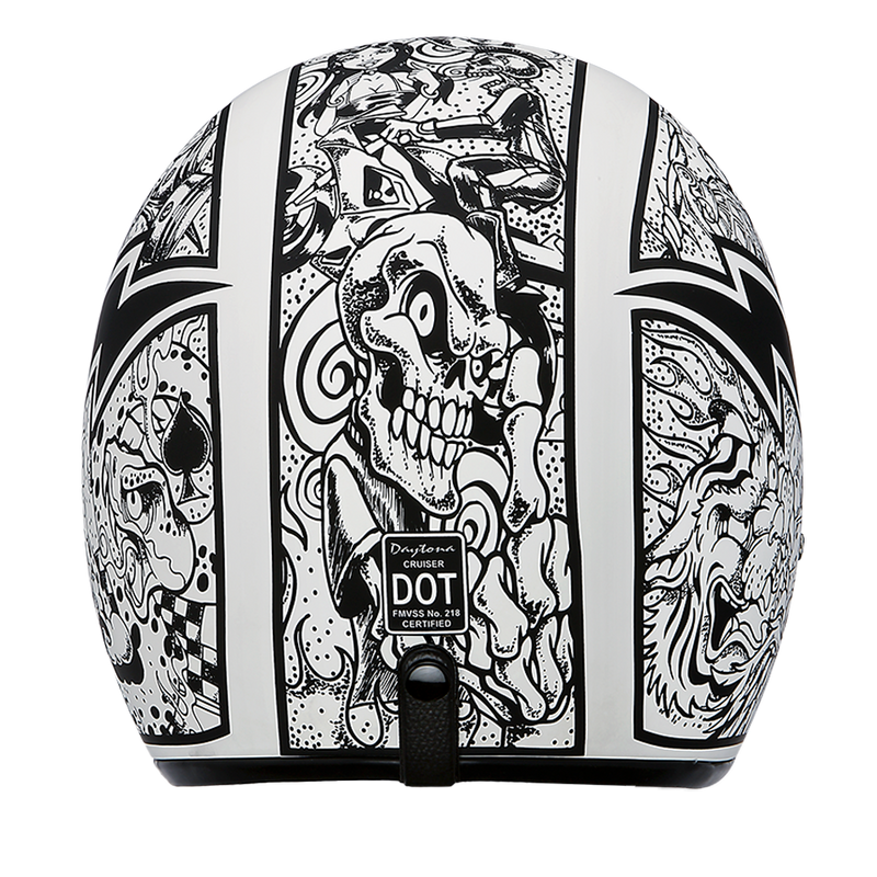 DOT Approved Daytona Cruiser Open Face Motorcycle Helmet - Men, Women & Youth - With Visor & Graphics - W/ Graffiti