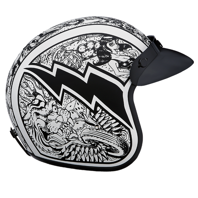 daytona helmets motorcycle open face helmet cruiser Daytona Cruiser Graffiti Open Face Motorcycle Helmet, XS