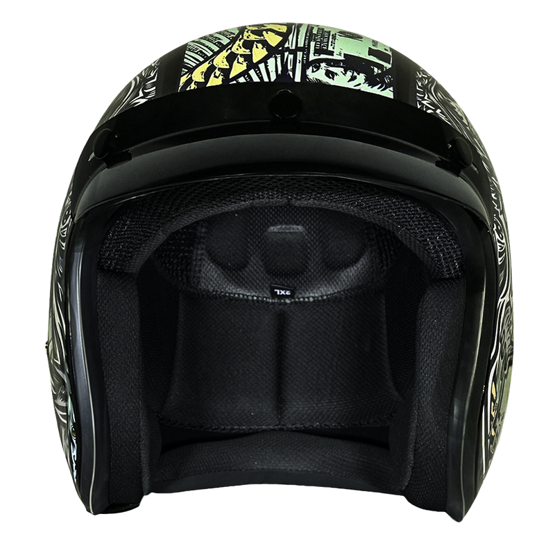 daytona dot motorcycle helmets Daytona Cruiser Open Face Motorcycle Helmet - Visor & Graphics - Money | DOT Approved
