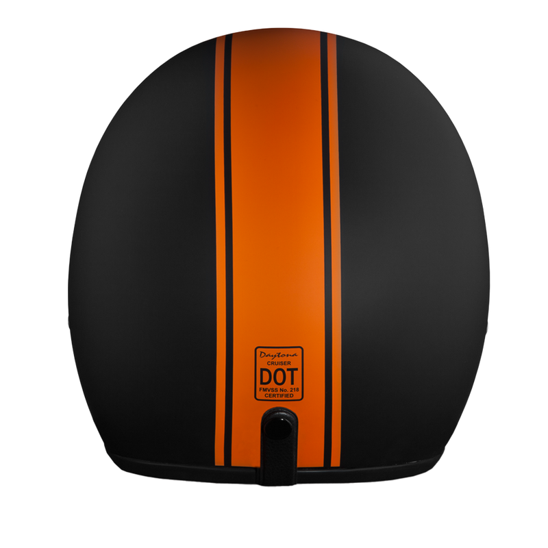 DOT Approved Daytona Cruiser Open Face Motorcycle Helmet - Men, Women & Youth - With Visor & Graphics - W/ Orange Pin Stripe