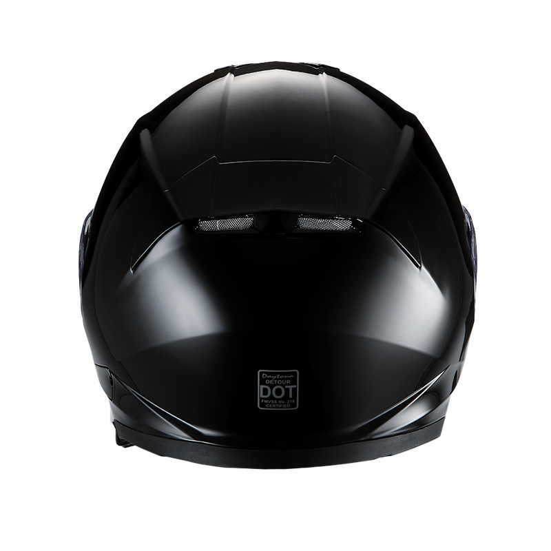 Daytona Detour Full Face Motorcycle Helmet - DOT Certified, Dual Visor, Street Bike Helmet, Men/Women/Youth - Hi-Gloss Black