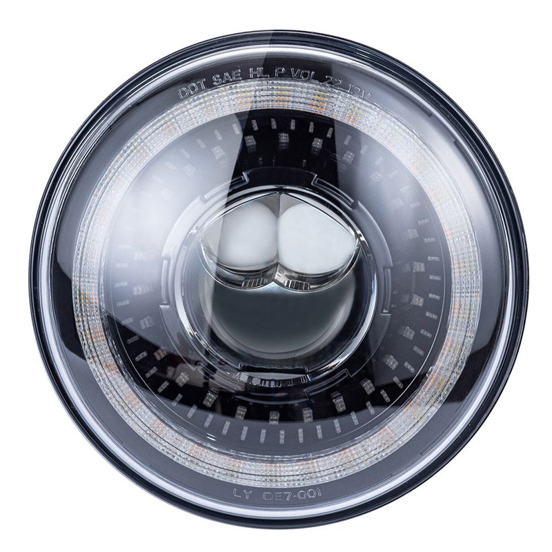 Advanblack PRO FUZION LED Black Headlight w/ Halo FOR HARLEY TOURINGS/ SOFTAIL/ INDIAN
