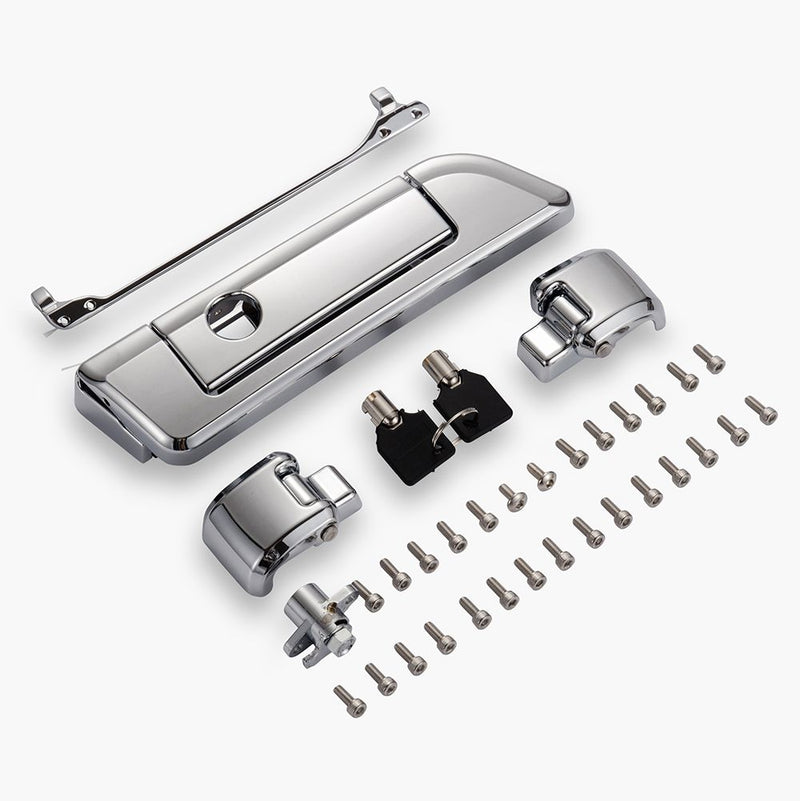 Advanblack Chrome Hinges & Latch kit  For Harley Razor Chopped King Rear Tour Trunk Pack