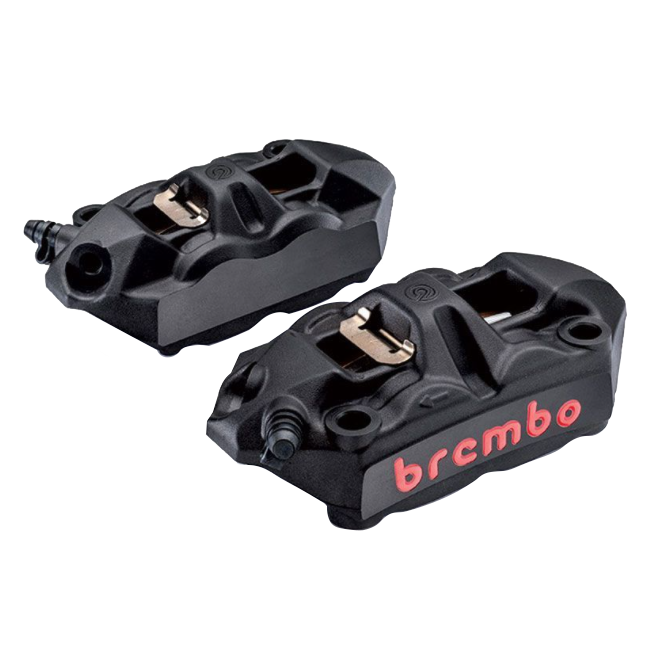 Brembo - Caliper Set, P4 34mm, M4, Cast Monobloc, 108mm Radial Mount, Front, Black w/ Red Lettering