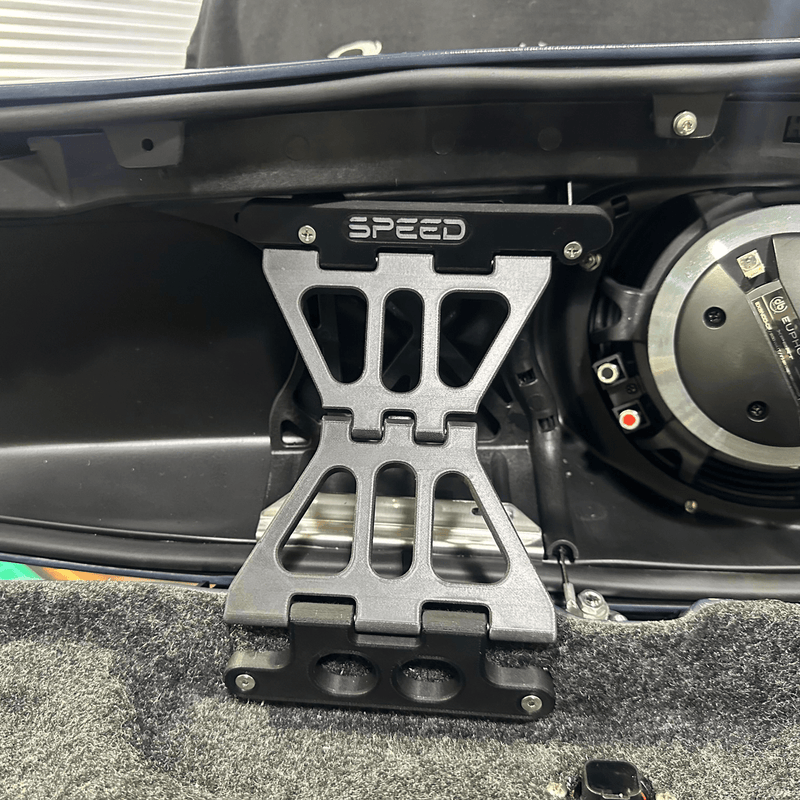 SPEED BY DESIGN - No Drama Lid Stoppers 2014-2025 Models – Black w/ Grey Lettering Composite  - Touring '14-'25