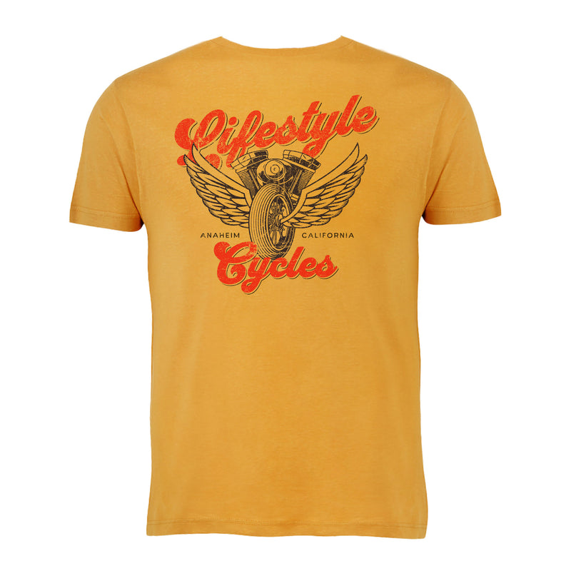 LIFESTYLE CYCLES Motor Wings Mens Shirt - Mustard Yellow